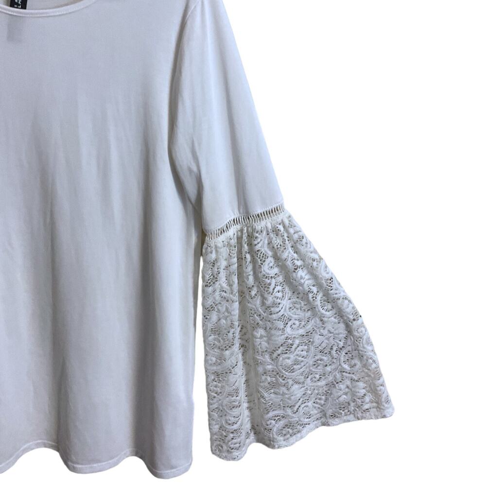 Design Lab White Shirt Lace Bell Sleeve Romantic Boho Tunic Top Cottagecore -S - Picture 2 of 7